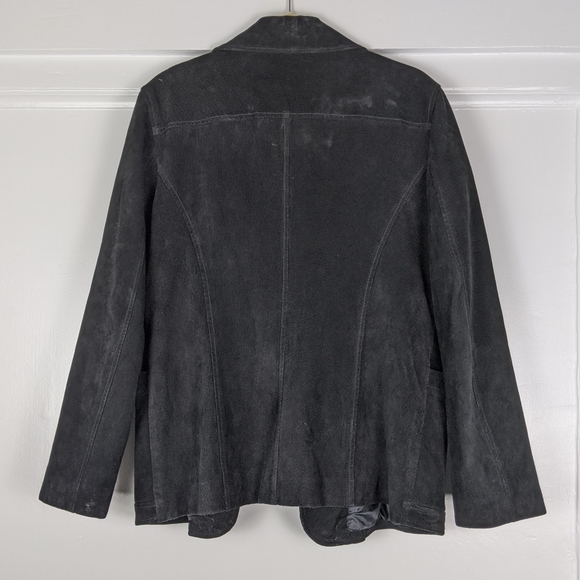 Vintage 80s Winlit Leather Suede Black Jacket - Picture 3 of 7